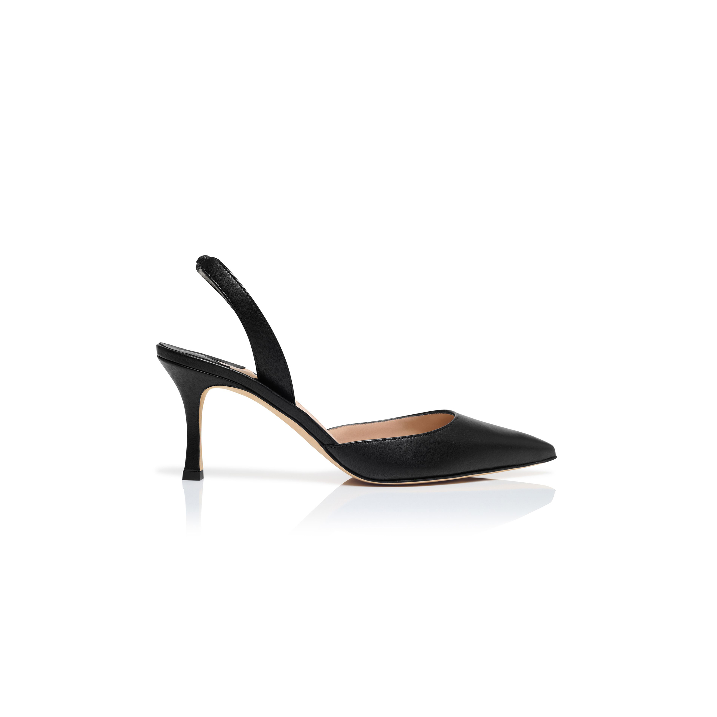 MANOLO BLAHNIK CAROLYNE 70 BLACK NAPPA LEATHER SLINGBACK PUMPS 9XX-0757-0018 MANOLO BLAHNIK CAROLYNE 70 BLACK NAPPA LEATHER SLINGBACK PUMPS 9XX-0757-0018